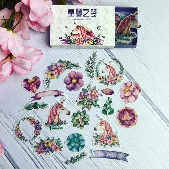 Dreamy Fairytale, Pastel Unicorns Adorned With Flowers, 40 Stickers, 1 Repeat - Picture 10 of 13